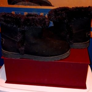 Malaku California Faux Fur Short Winter Boots- Black
